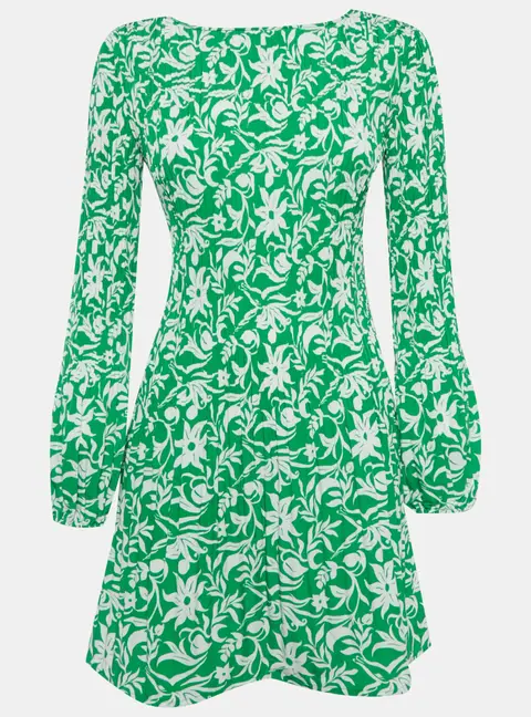 Maje Green Floral Print Crepe Mini Dress S