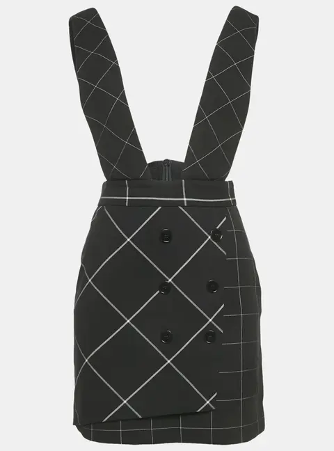 Maje Black Windowpane Gabardine Joly Pinafore Dress M