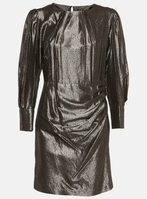 Maje Metallic Lam&eacute; Striped Short Dress L