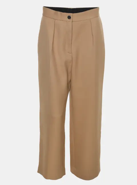 Maje Khaki Brown Rib Knit Wide Trouser M