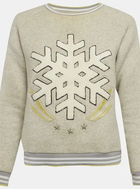 Maje Grey Snowflake Applique Cotton Sweatshirt S