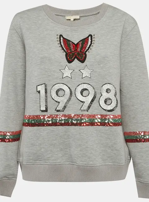 Maje Grey Printed Neoprene Sweatshirt L