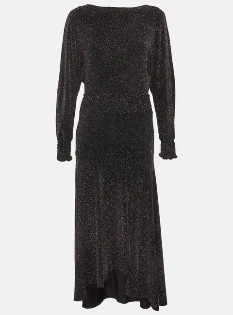 Maje Black Metallic Jersey Rio Midi Dress L