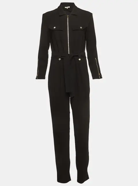 Maje Black Crepe Zip Front Jumpsuit M