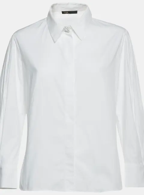 Maje White Cotton Puff Sleeve Shirt M