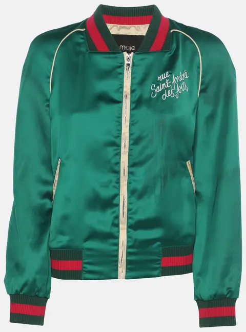 Maje Green Nylon Zip-Front Jacket S