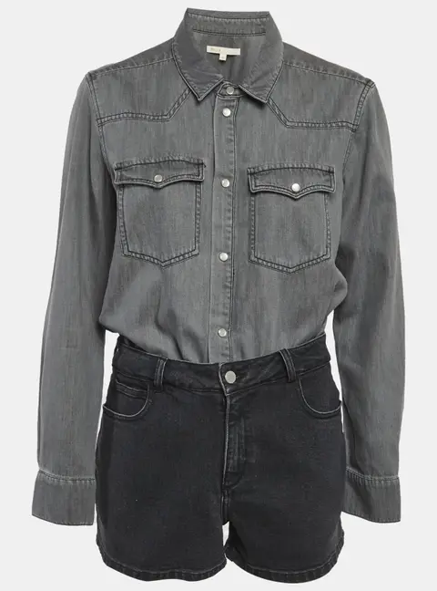 Maje Grey & Black Denim Romper M