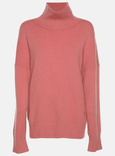 Maje Pink Rib Knit Turtleneck Sweater L