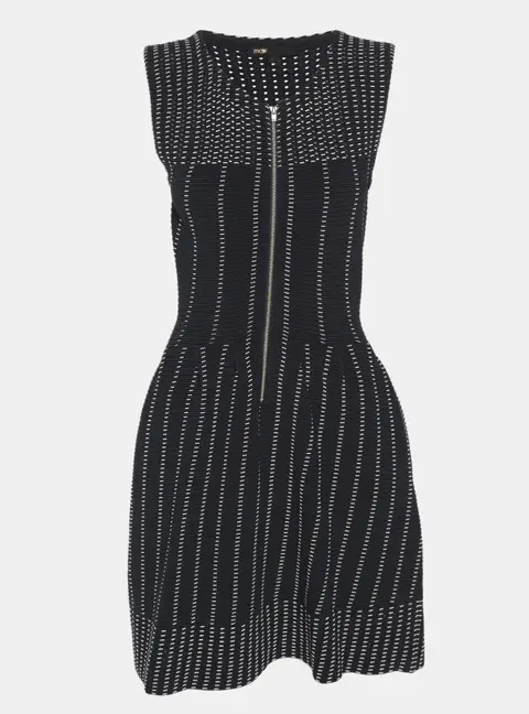 Maje Navy Blue Stretch Knit Midi Dress S