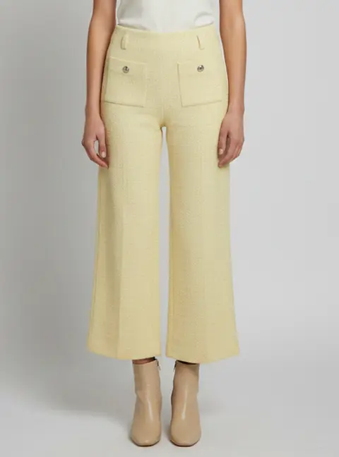 Maje Yellow Tweed Loose Fit Pants S