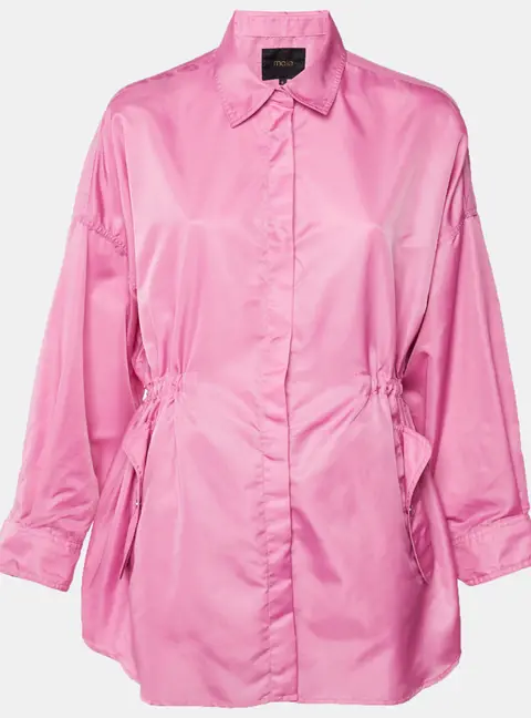 Maje Pink Nylon Oversized Windbreaker Shirt XS