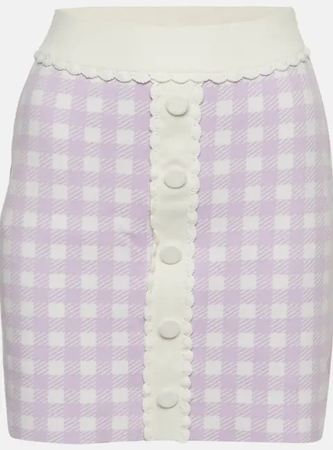 Maje Purple/White Gingham Stretch Knit Mini Skirt M