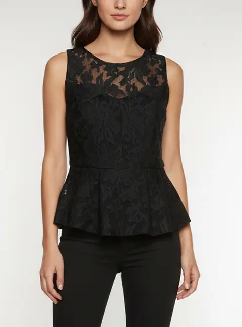 Maje Black Floral Lace Peplum Laurene Top XS