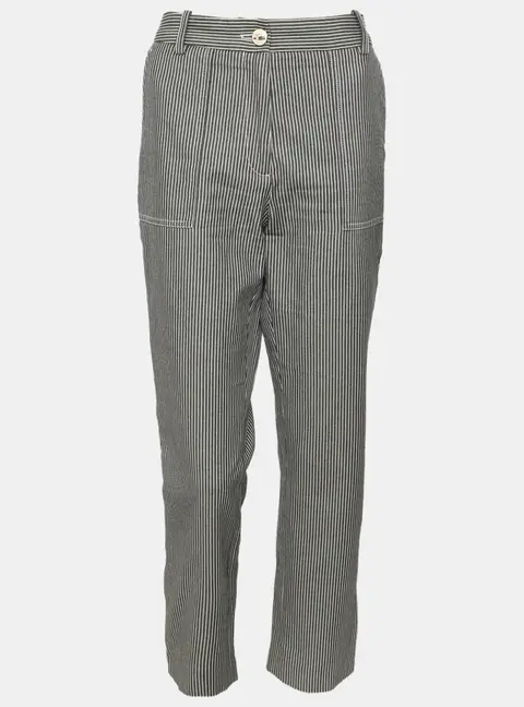 Maje Grey/White Pin Stripe Cotton Trousers M