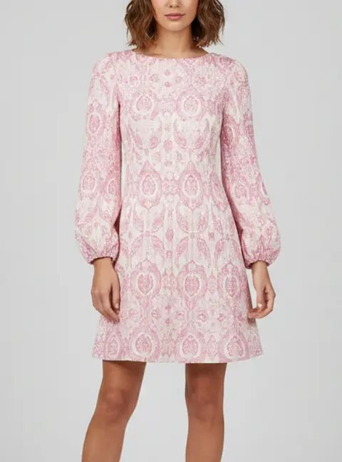 Maje Off White/Pink Paisley Print Crepe Plisse Mini Dress XS