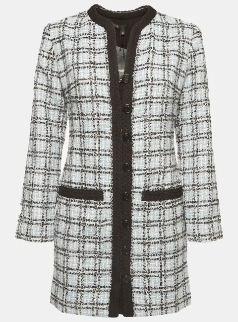 Maje Blue Tweed Long Sleeve Mini Dress M