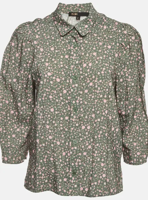 Maje Sage Green Rosebud Print Crepe Button Up Shirt M