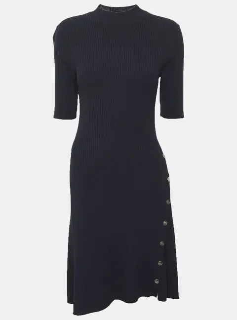 Maje Navy Blue Rib Knit Dress M