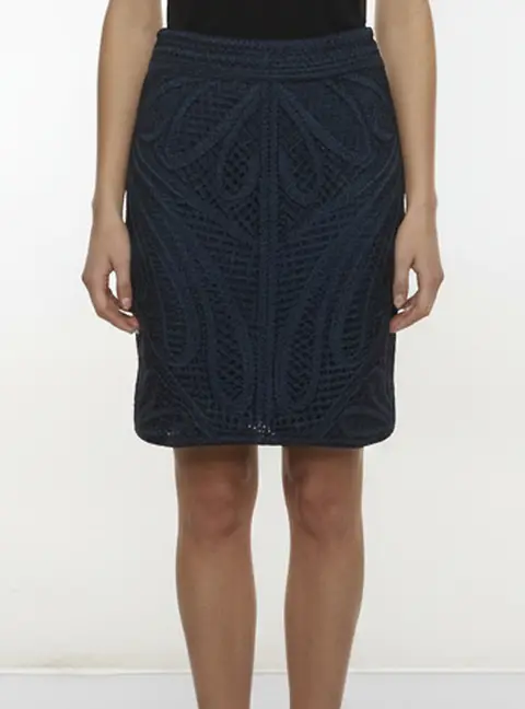 Maje Navy Blue Macram&eacute; Jazzman Mini Skirt M