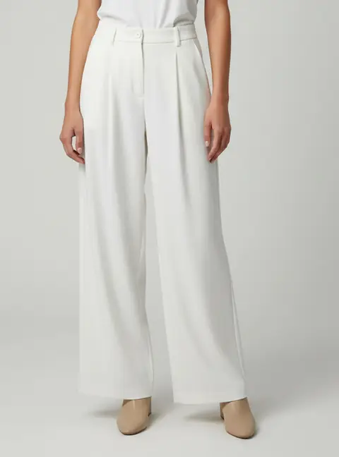 Maje White Linen Blend Pleated Wide Leg Pants S
