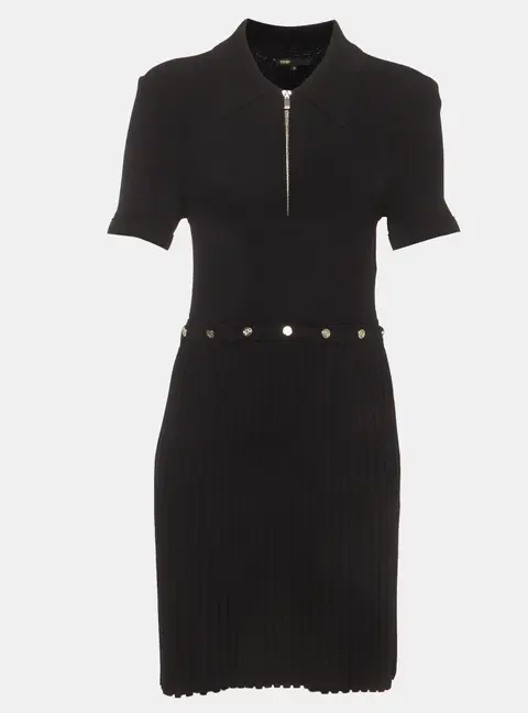 Maje Black Rib Knit Cut-Out Detail Ritourna Jumper Dress M