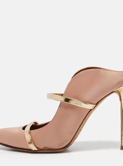 Malone Souliers Pink/Gold Leather and Satin Maureen Pumps Size 39