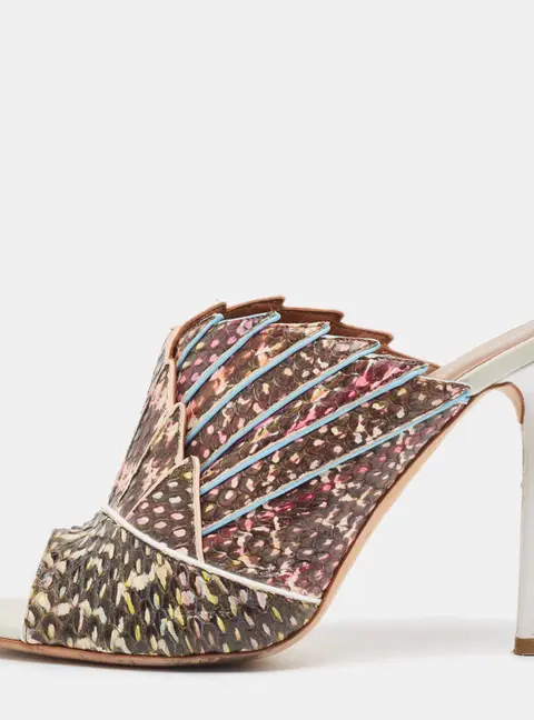 Malone Souliers Multicolor Python Leather Mules Size 37.5