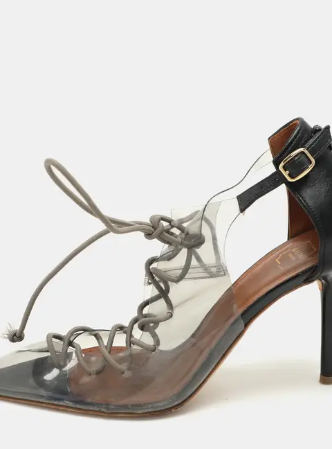 Malone Souliers Transparent/Black PVC and Leather Montana Pumps Size 36