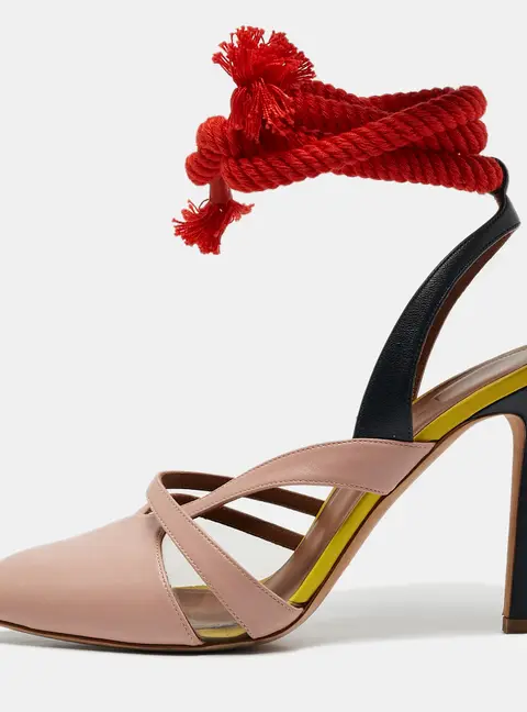 Malone Souliers X Roksanda Multicolor Leather and PVC Ankle Tie Pumps Size 38.5