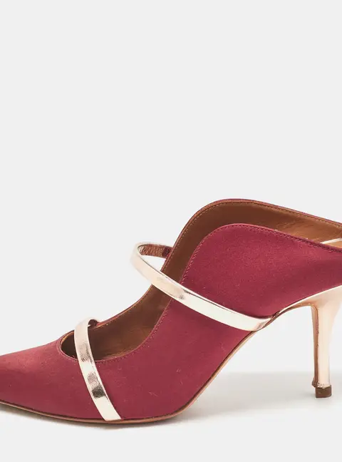Malone Souliers Burgundy Leather and Satin Maureen Pumps Size 37