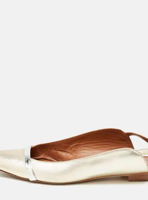 Malone Souliers x Roy Luwolt Metallic Gold Leather Marion Luwolt Slingback Flats Size 37.5
