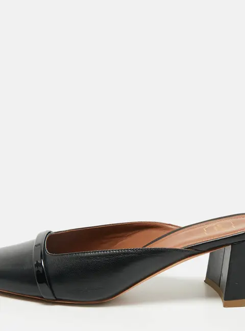 Malone Souliers Black Leather Square Toe Mules Size 35