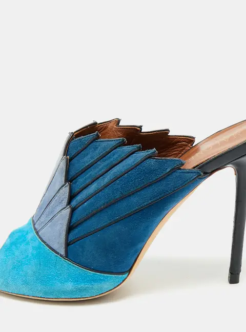 Malone Souliers Blue Suede Colorblock Mules Size 39