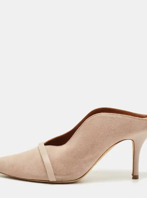 Malone Souliers Beige Leather and Suede Bobbi Mules Size 37.5