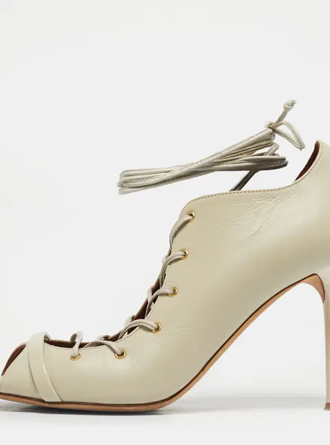 Malone Souliers Cream Leather Lace Up Pumps Size 39.5