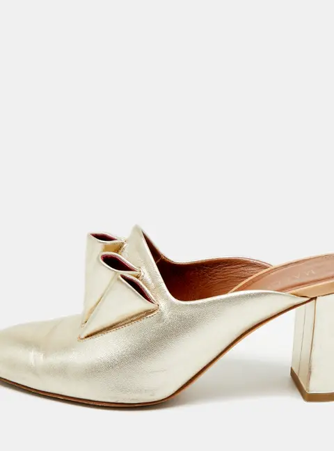 Malone Souliers Size 36 Gold Leather Block Heel Mules