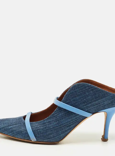 Malone Souliers Maureen Size 41 Blue Denim and Leather Mules