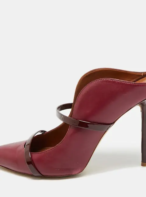Malone Souliers Maureen Size 40.5 Burgundy Leather and Patent Leather Mules