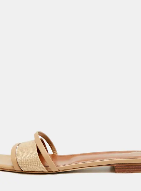 Malone Souliers Demi Size 41 Beige Canvas and Leather Flat Sandals