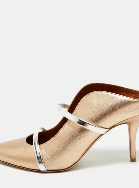 Malone Souliers Maureen Size 40 Gold/Silver Leather Mules