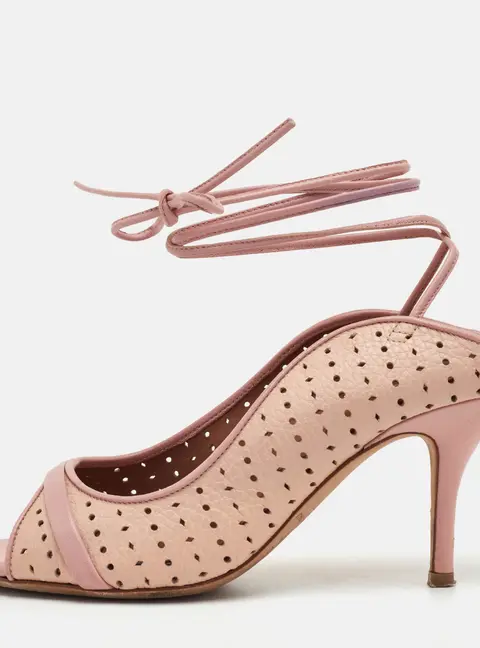 Malone Souliers Alba Size 36 Rose Pink Perforated Leather Ankle Toe Sandals