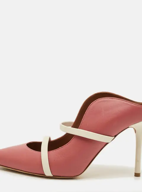 Malone Souliers Maureen Size 36.5 Pink/White Leather Slide Sandals