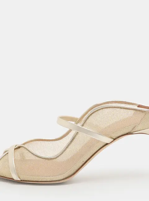 Malone Souliers Noah Size 40 Gold Leather and Mesh Mules