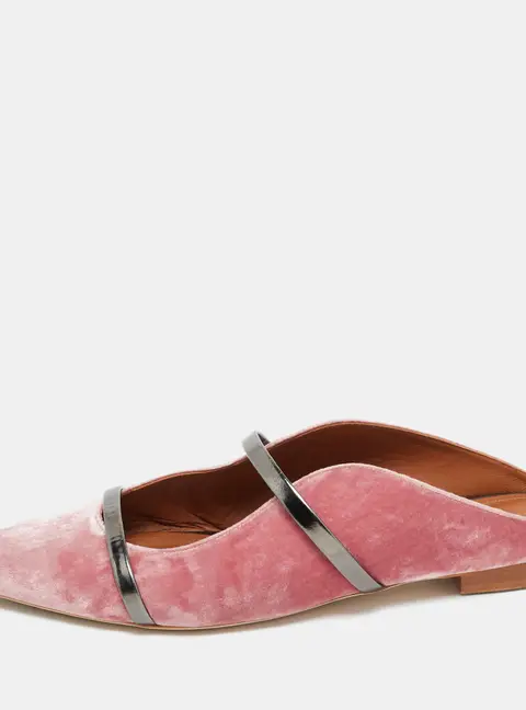 Malone Souliers Maureen Size 41 Pink/Silver Leather and Velvet Flats