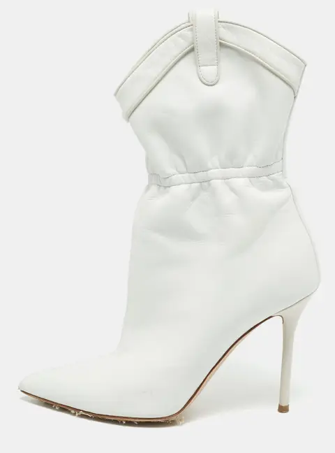 Malone Souliers Daisy Luwolt Size 37.5 White Leather Ankle Length Boots