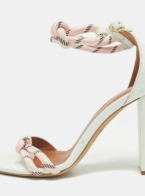 Malone x Ray Luwolt Fenn Size 38 White Leather Ankle Strap Sandals