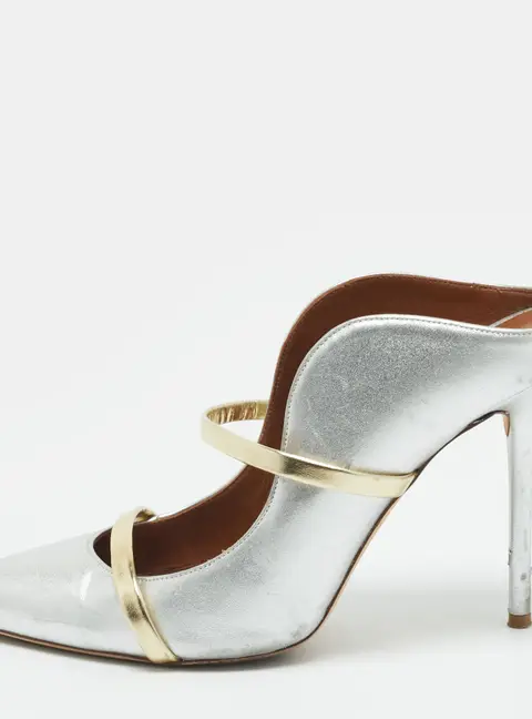 Malone Souliers Maureen Size 40 Silver/Gold Leather Mules