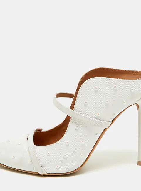 Malone Souliers Maureen Size 39 White Canvas Mules