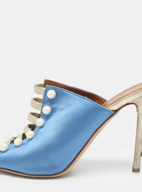 Malone Souliers Zada Size 39 Blue Satin Slide Sandals