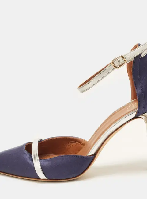 Malone Souliers Robyn Size 38 Blue/Silver Leather and Satin Pumps